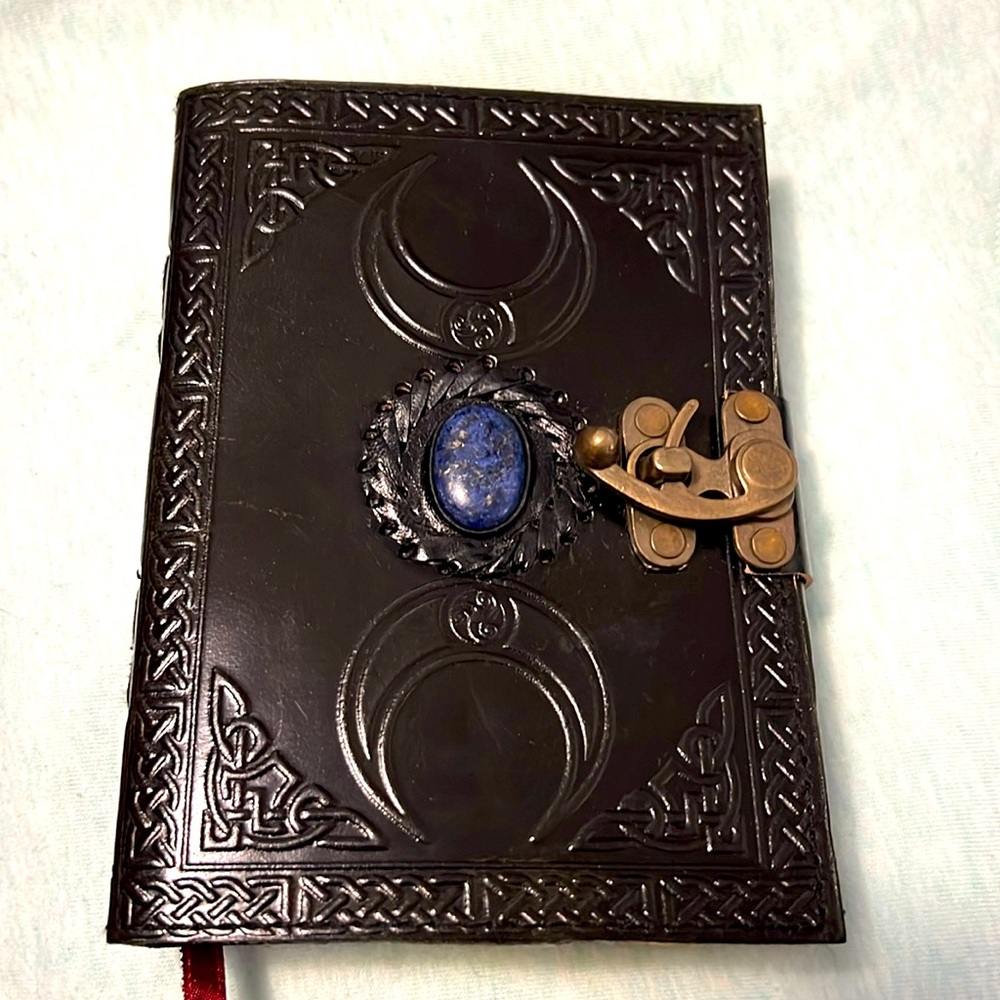 Lapis genuine leather hand crafted journal with genuine lapis stone